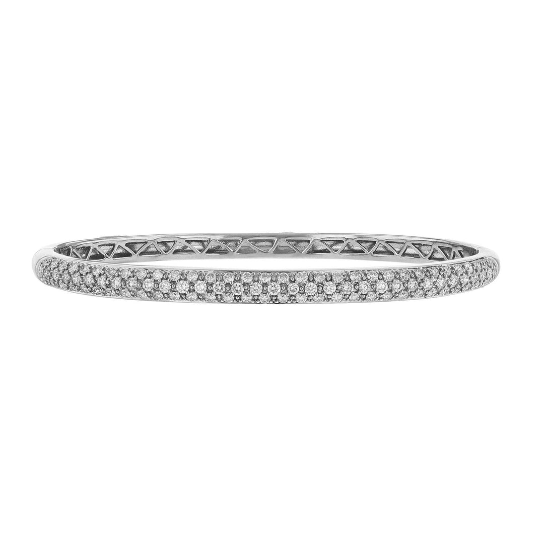 18K White Gold Pave Diamond Bangle, 1.52ct.