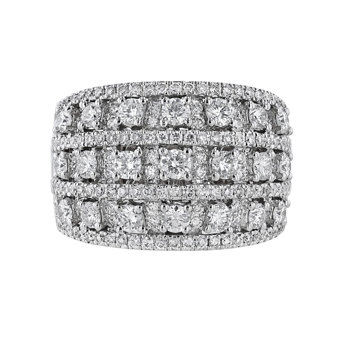 Multi Row Geometric Round Diamond Dome Ring