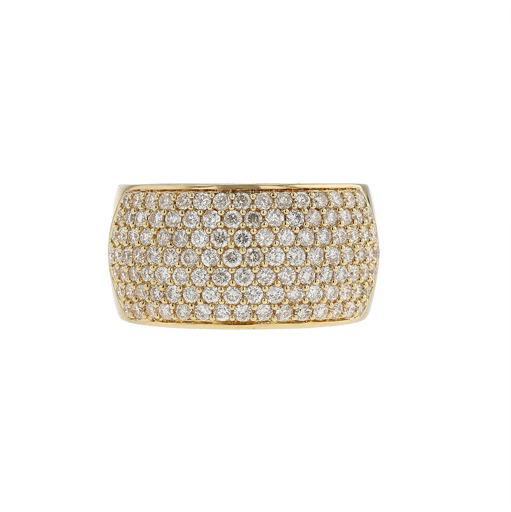 18K Yellow Gold Wide Pave Diamond Ring