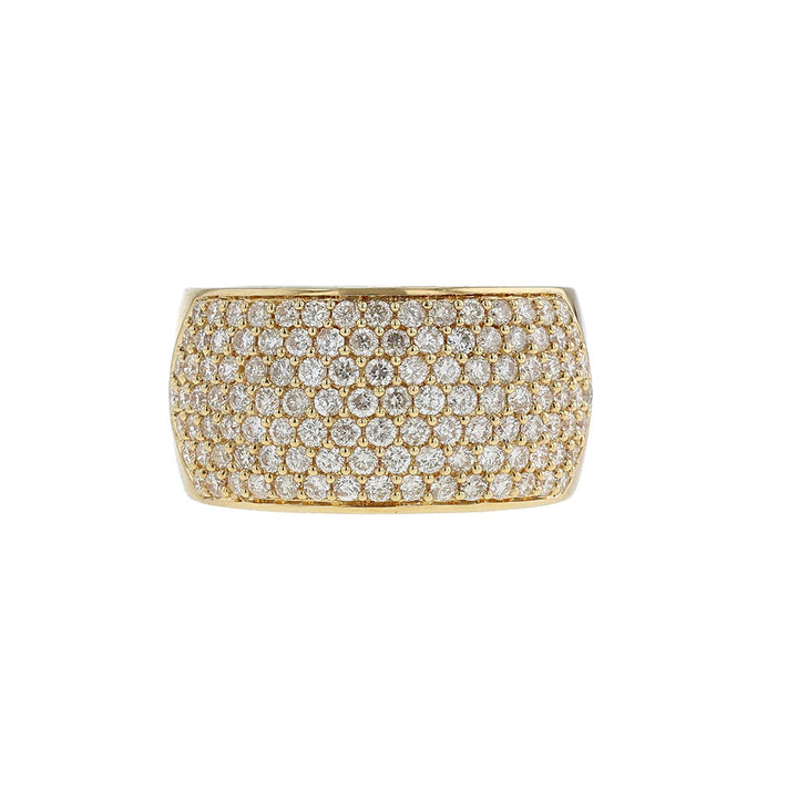 18K Yellow Gold Wide Pave Diamond Ring