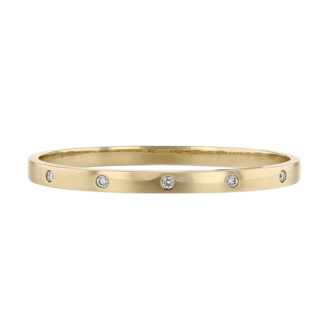 18K Yellow Gold Bezel Round Diamond Bangle