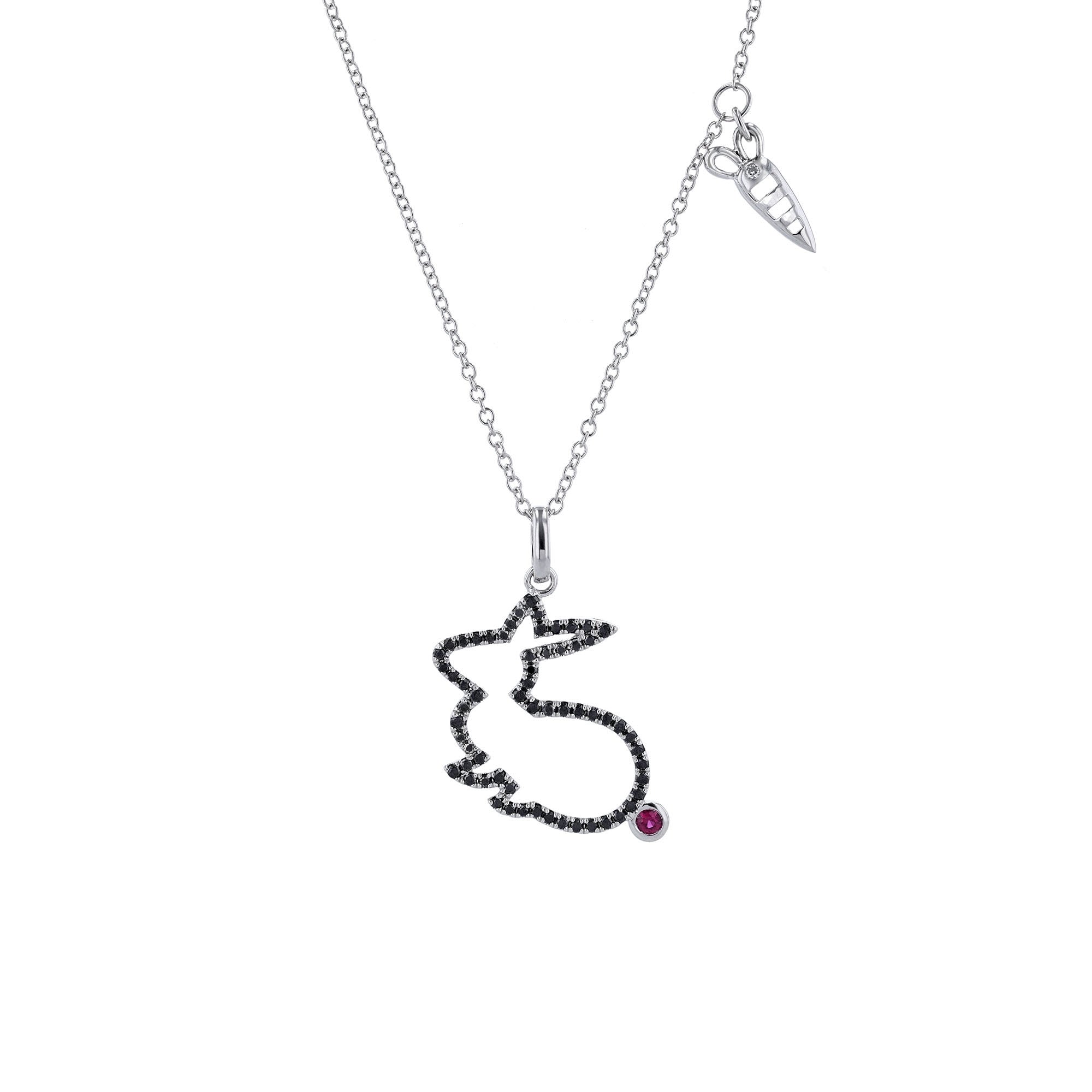 Rabbit with Carrot Black Diamond Ruby Necklace – Nazar's & Co