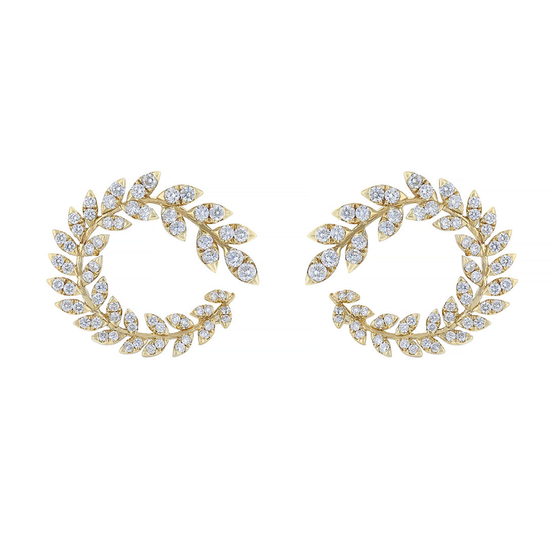 Vine Round Diamond Circle Earrings, 2.77ct.