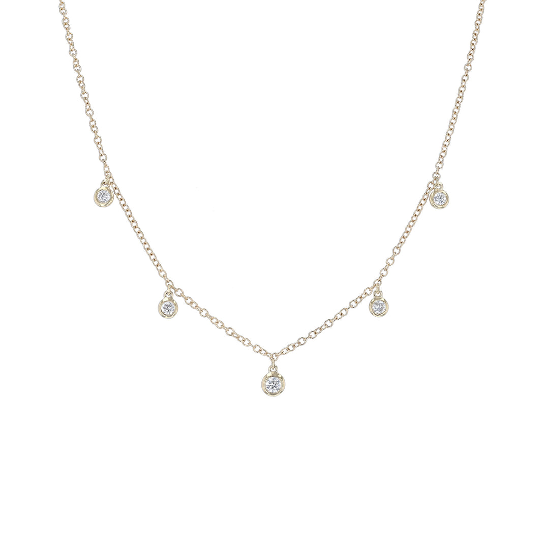 18K Yellow Gold Multi-Diamond Drop Necklace
