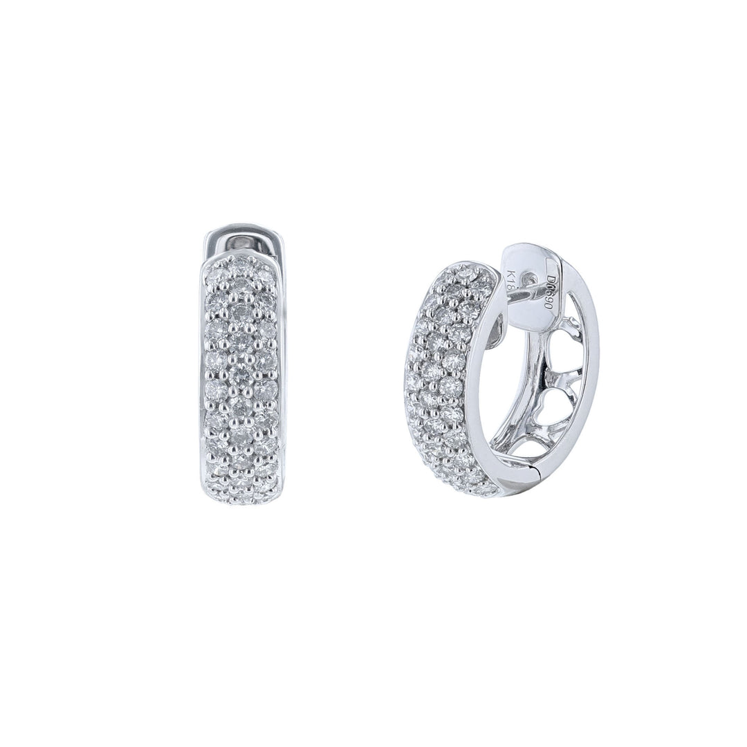 Triple Row Diamond Midi Hoop Earrings
