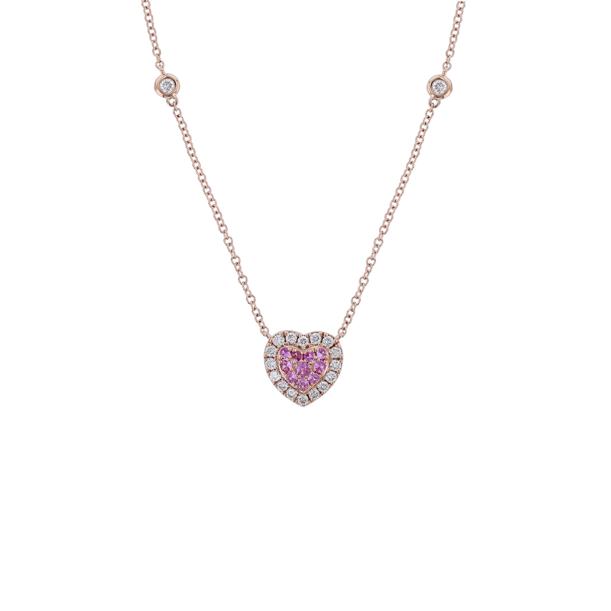 Pink Sapphire Diamond Heart Station Necklace – Nazar's Co