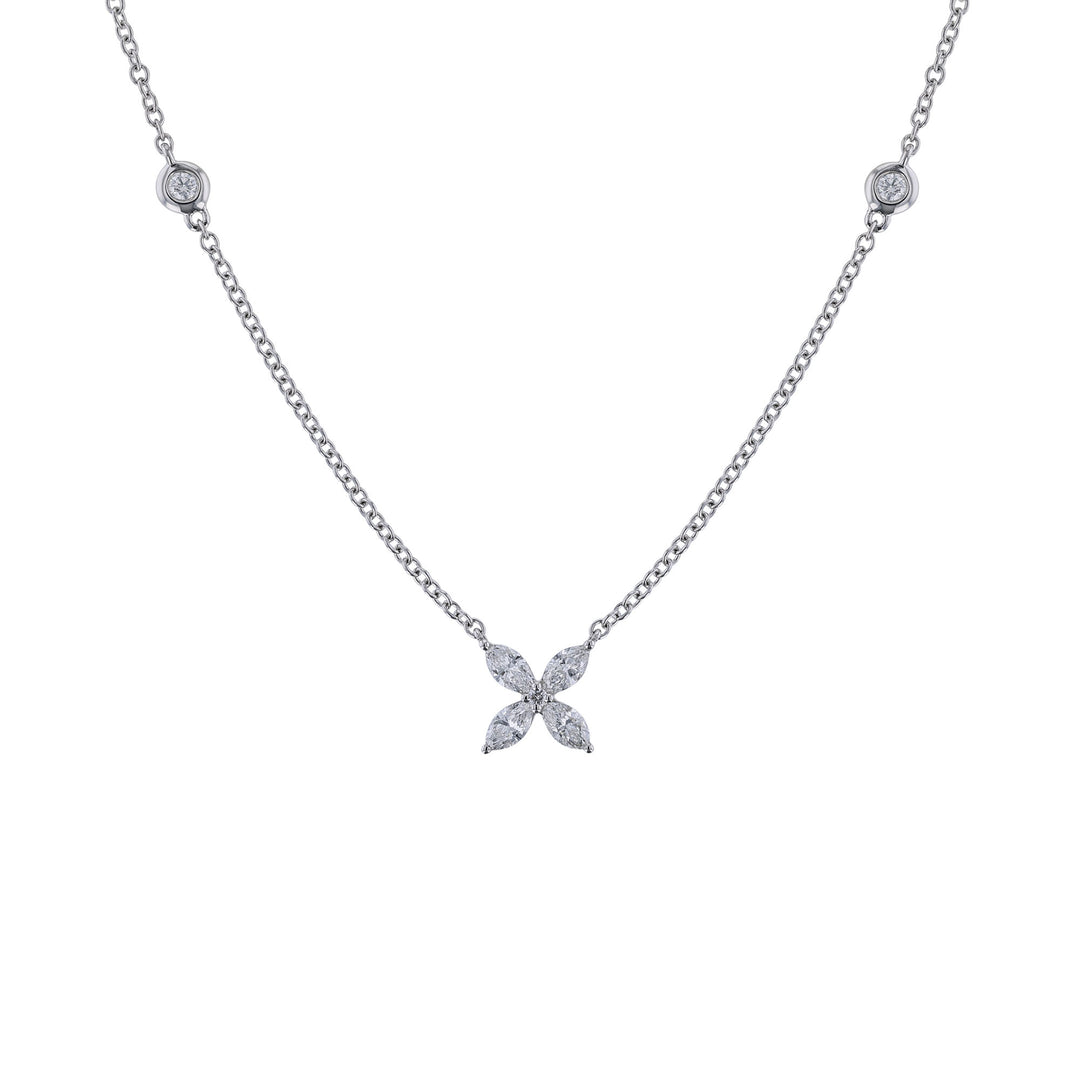 Marquise Diamond Flower Necklace, 0.46ct.