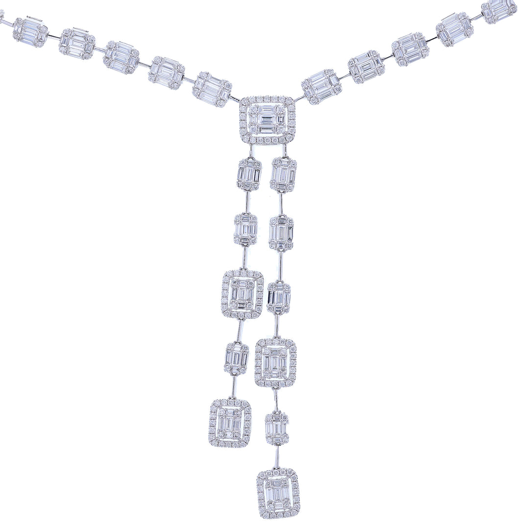 Baguette and Round Diamond Necklace 10723629