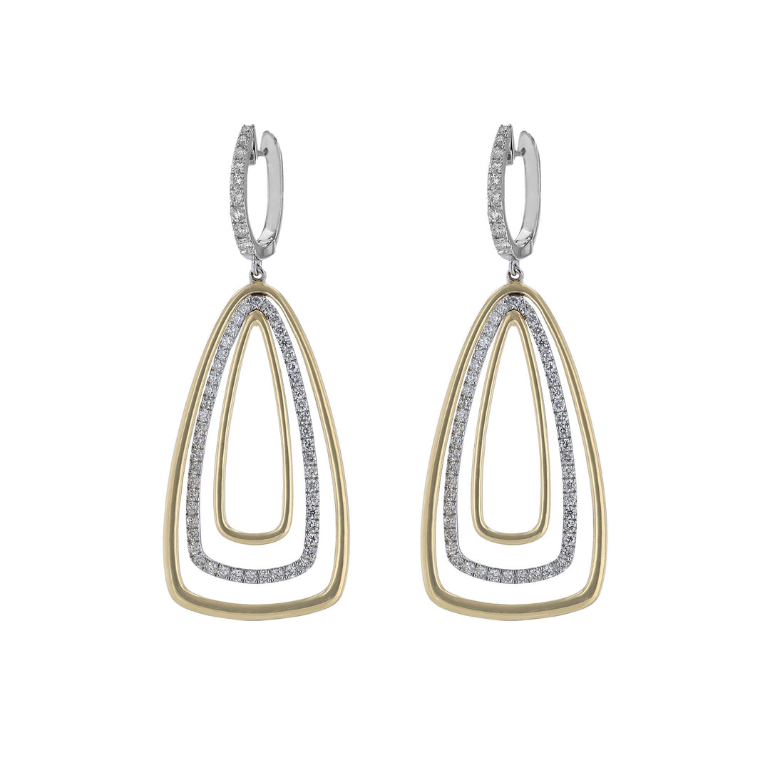 Multi Triangular Drop Hoop Diamond Earrings