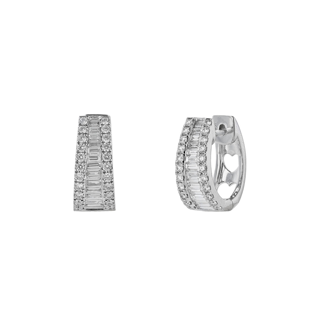 Round & Baguette Diamond Earrings, 0.85ct.