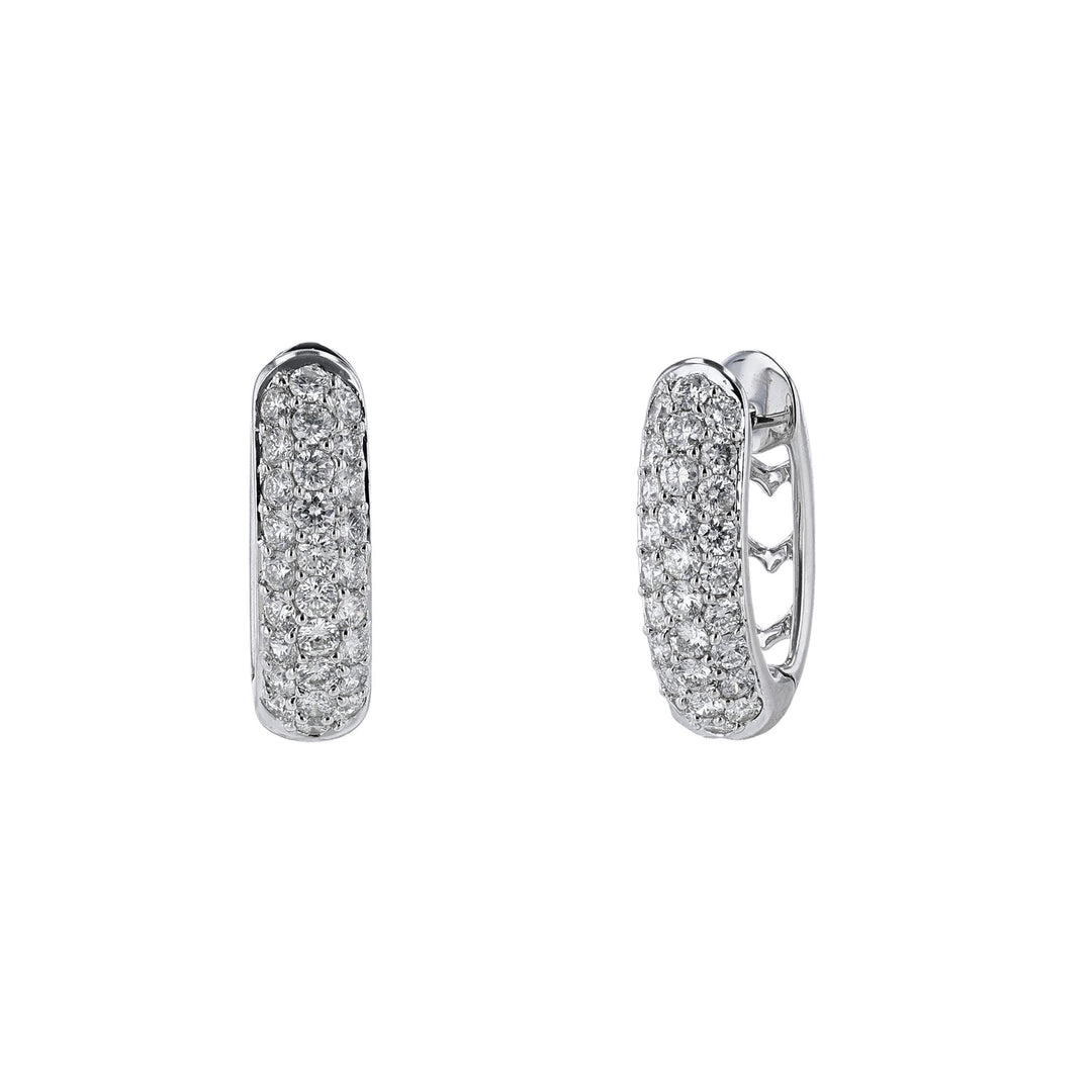 Multi Row Round Diamond Oval Hoop Earrings