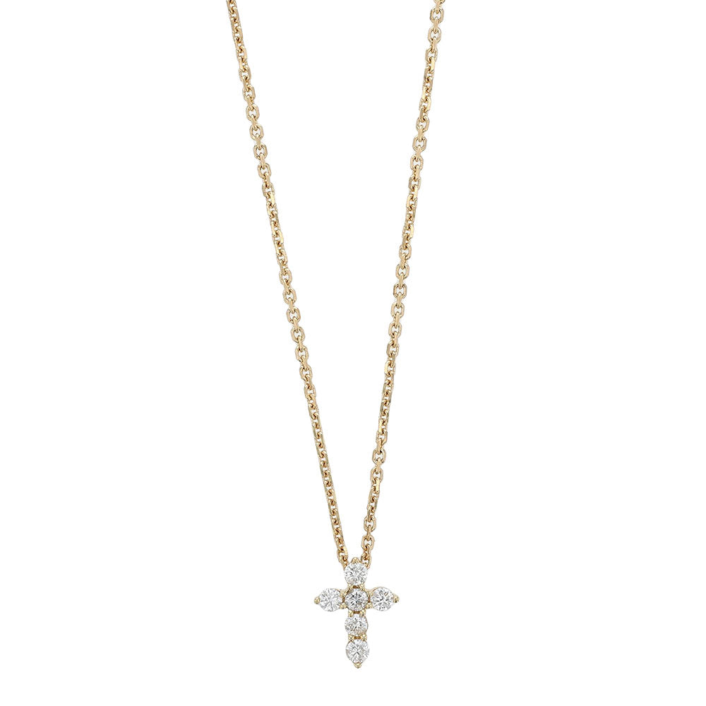 18k Yellow Gold Cross Necklace 0.18ct.