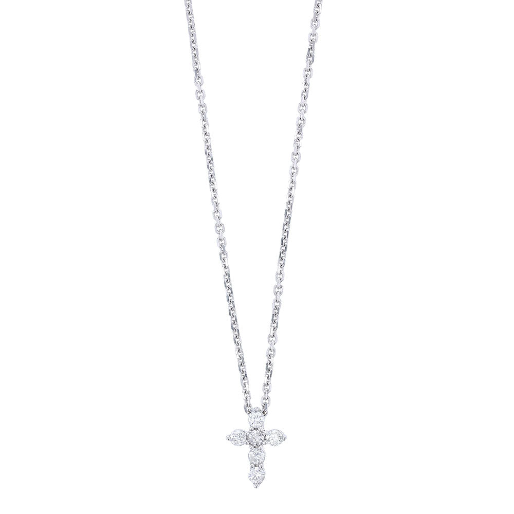 18k White Gold Cross Necklace 0.18ct.