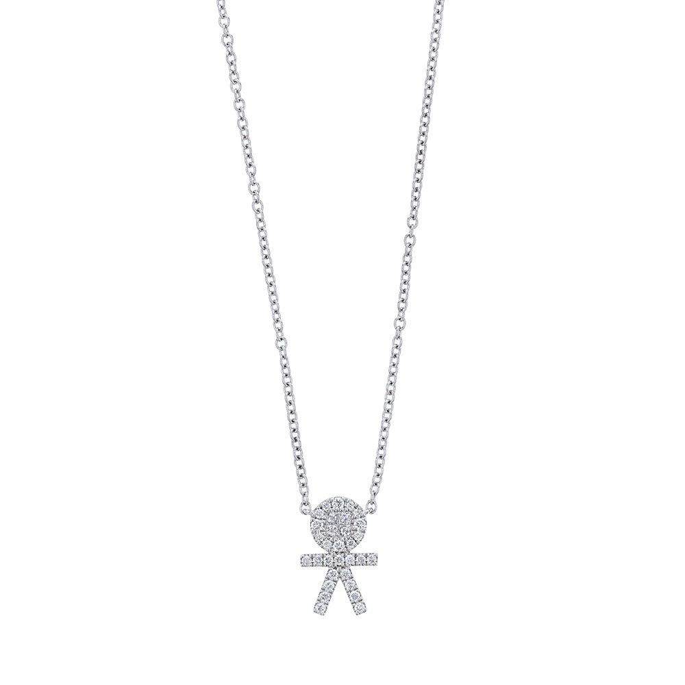 18k White Gold Little Boy Diamond Necklace