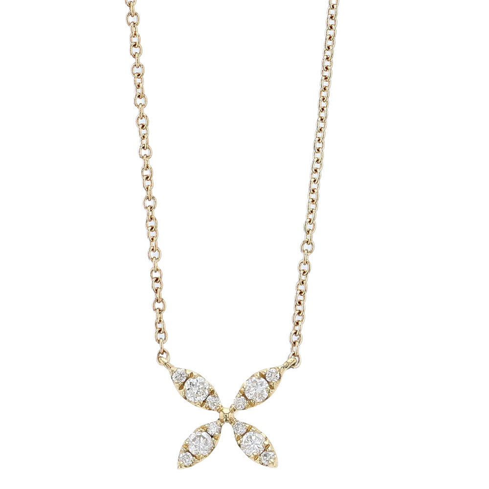 18k Yellow Gold Flower Pendant Necklace