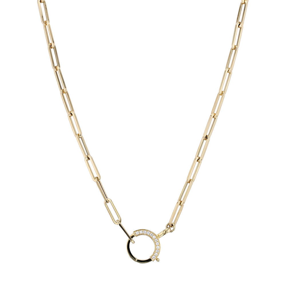 18k Yellow Gold Diamond Infinity Paper Clip Necklace