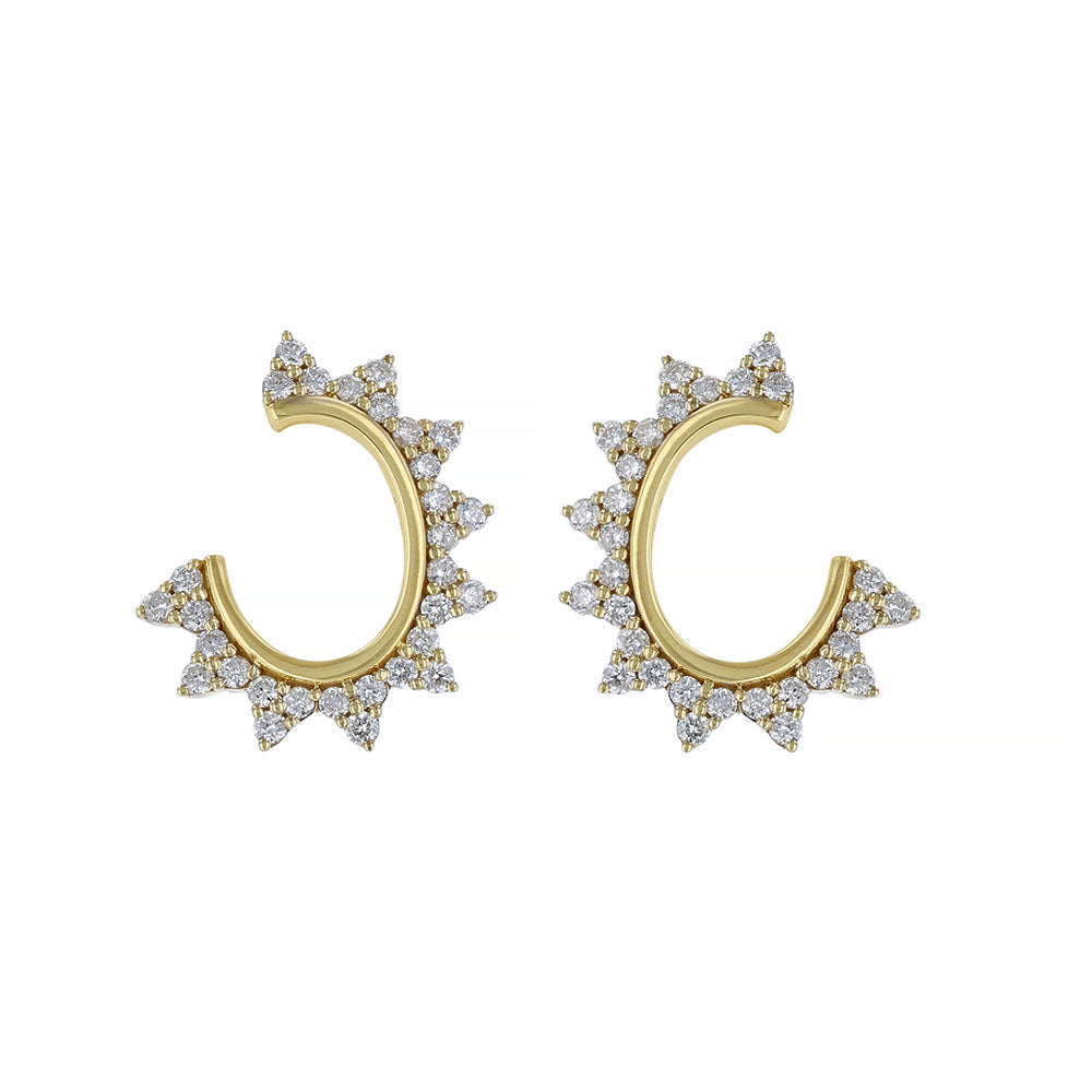 Open Hoop Round Diamond Earrings