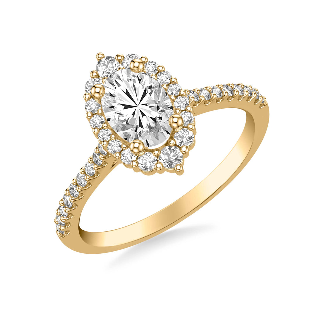 31-12136EVY-E.00 - Goldman - Classic Oval Diamond Halo Engagement Ring with Graduated Diamonds and Diamond Shank