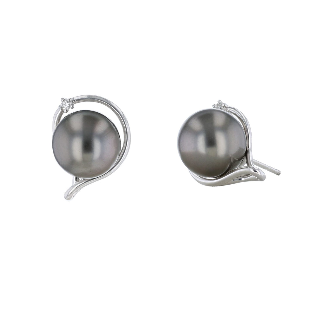 Tahitian Pearl Swoop Diamond Earrings