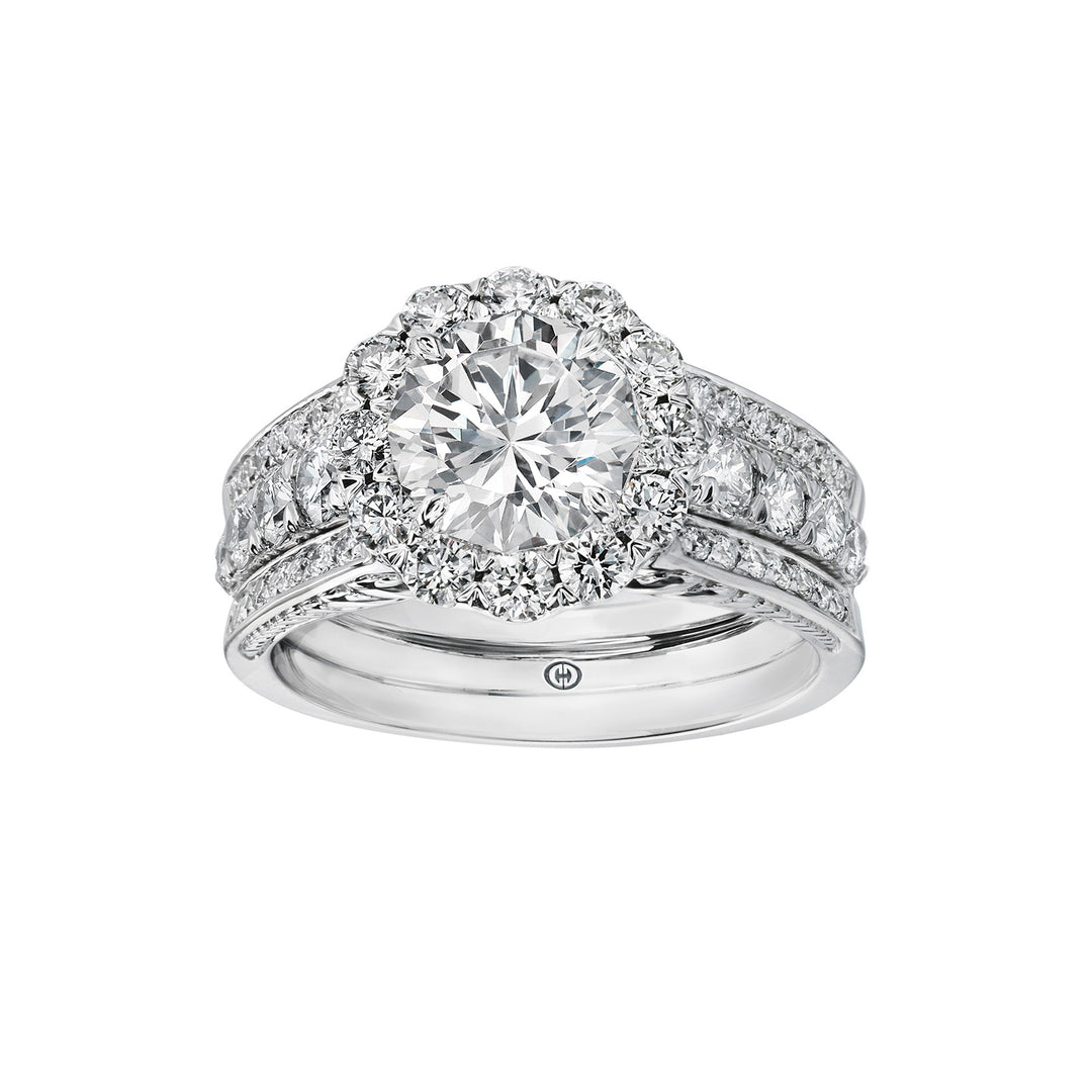 Round Halo Triple Row Accent Ring