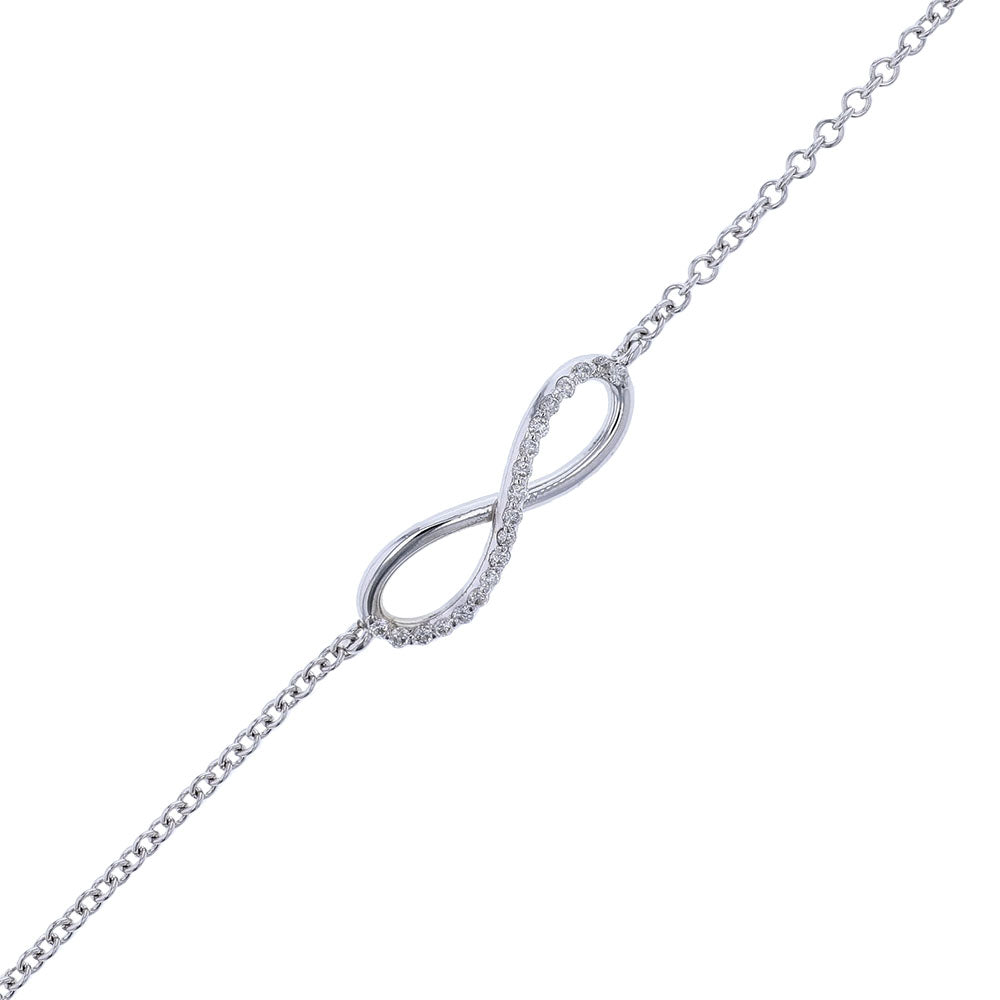 14k White Gold Diamond Infinity Bracelet
