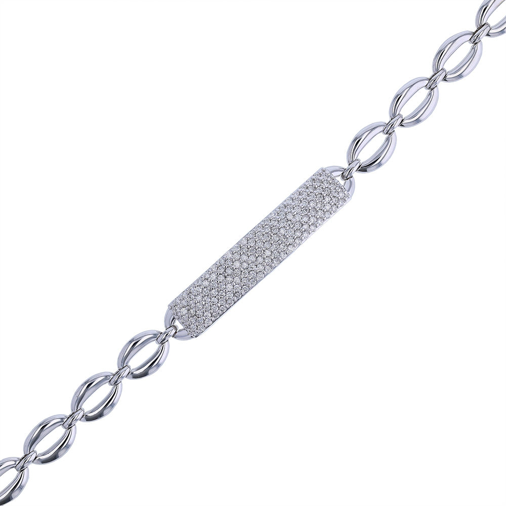 14k White Gold Diamond ID Bracelet