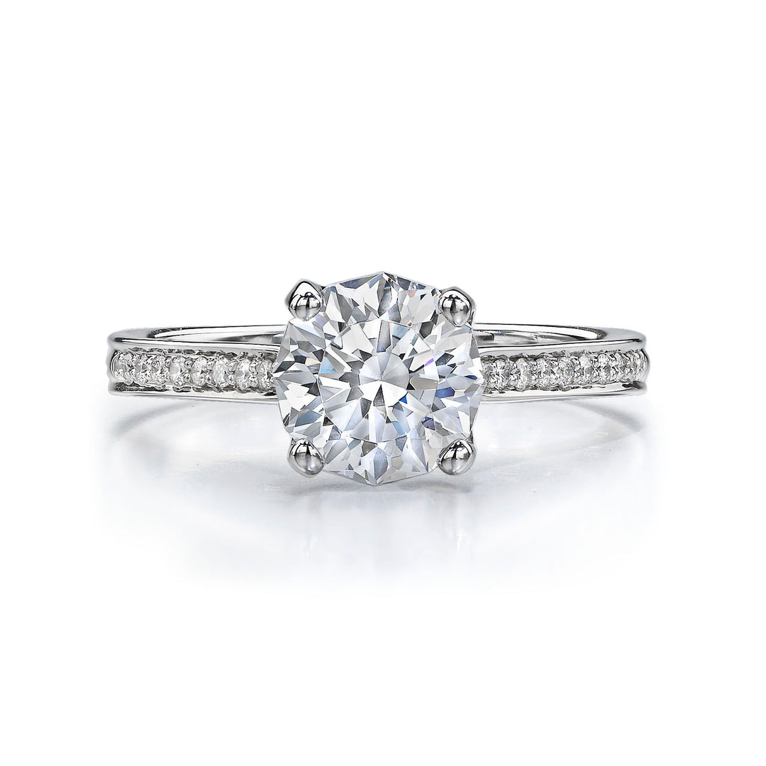 Pave Set Diamond Accent Engagement Ring