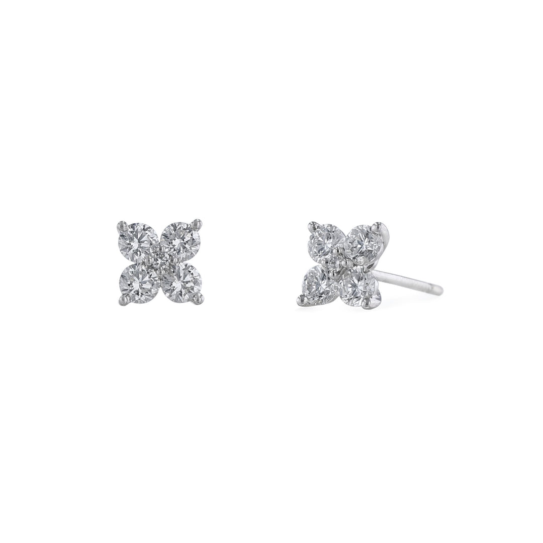 Five Diamond Cluster Stud Earrings, 0.85ct.