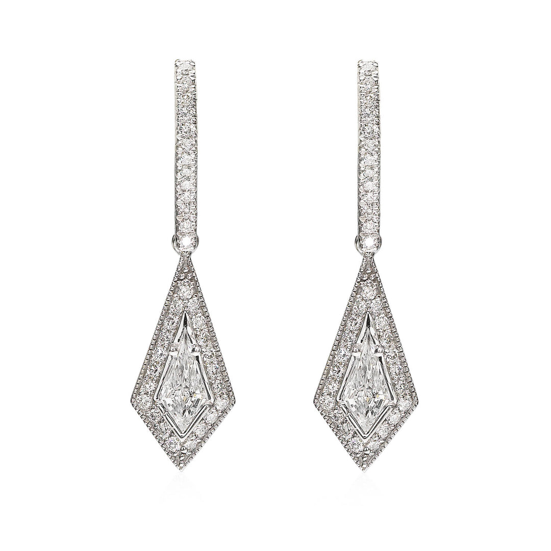 Kite Cut Diamond Drop Earrings