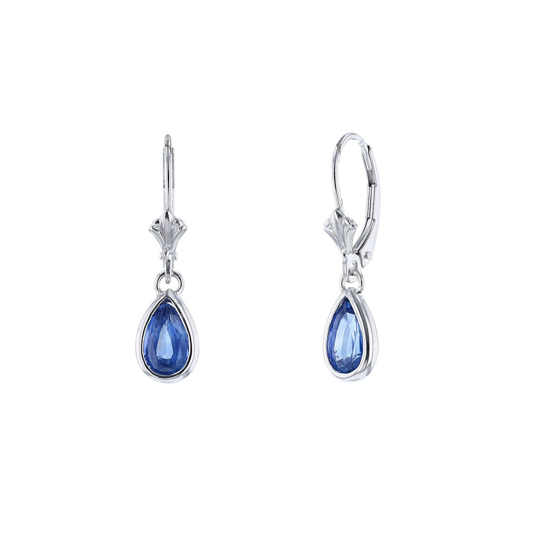 Pear Shaped Blue Sapphire Drop Earrings