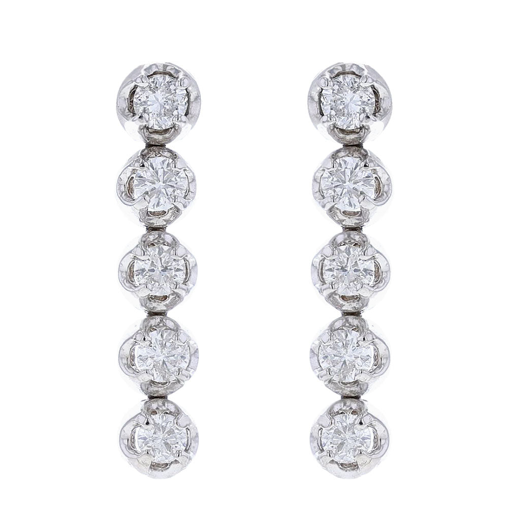 14k White Gold Prong Set Linear Diamond Drops