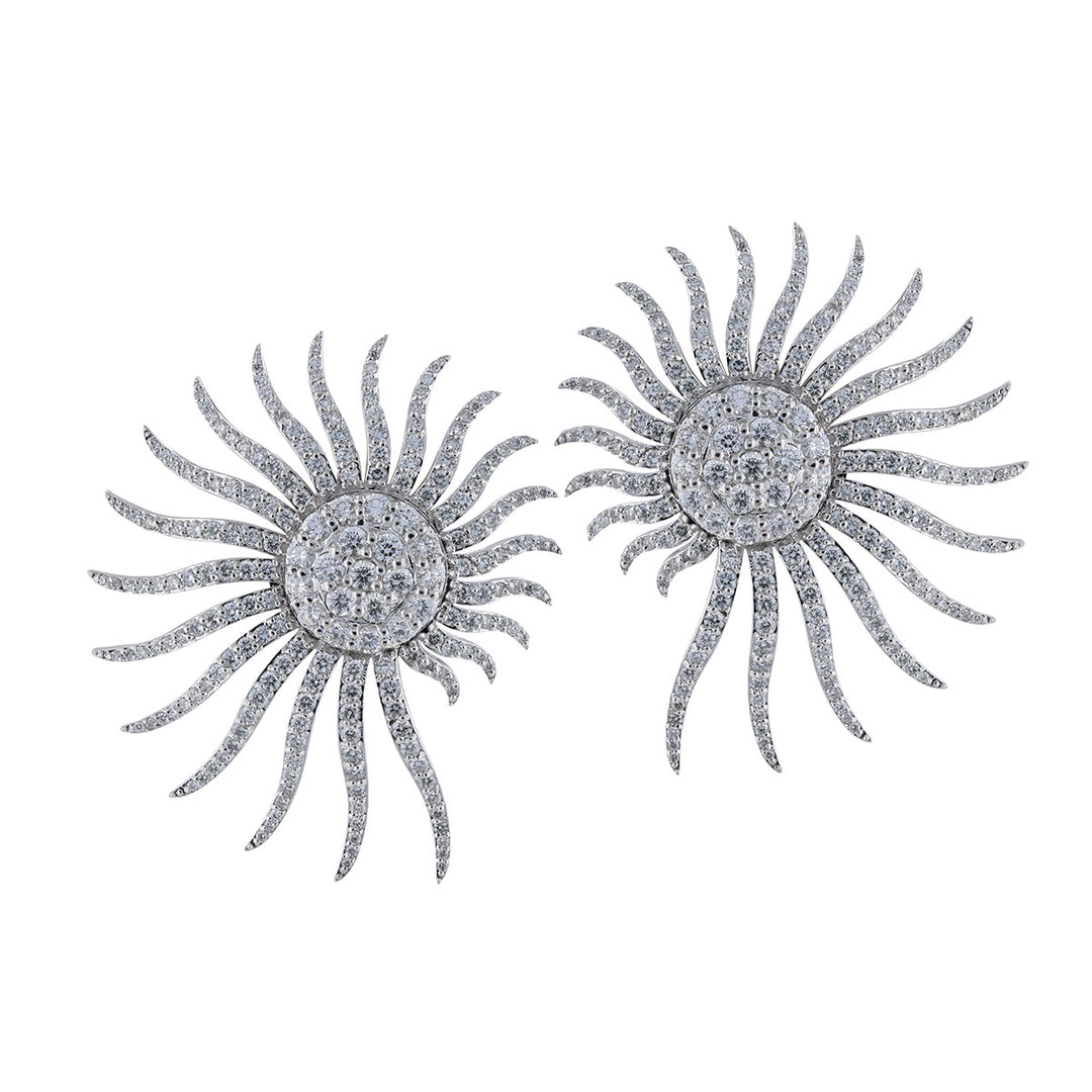 Diamond Cluster Burst Earrings, 3.18ct.