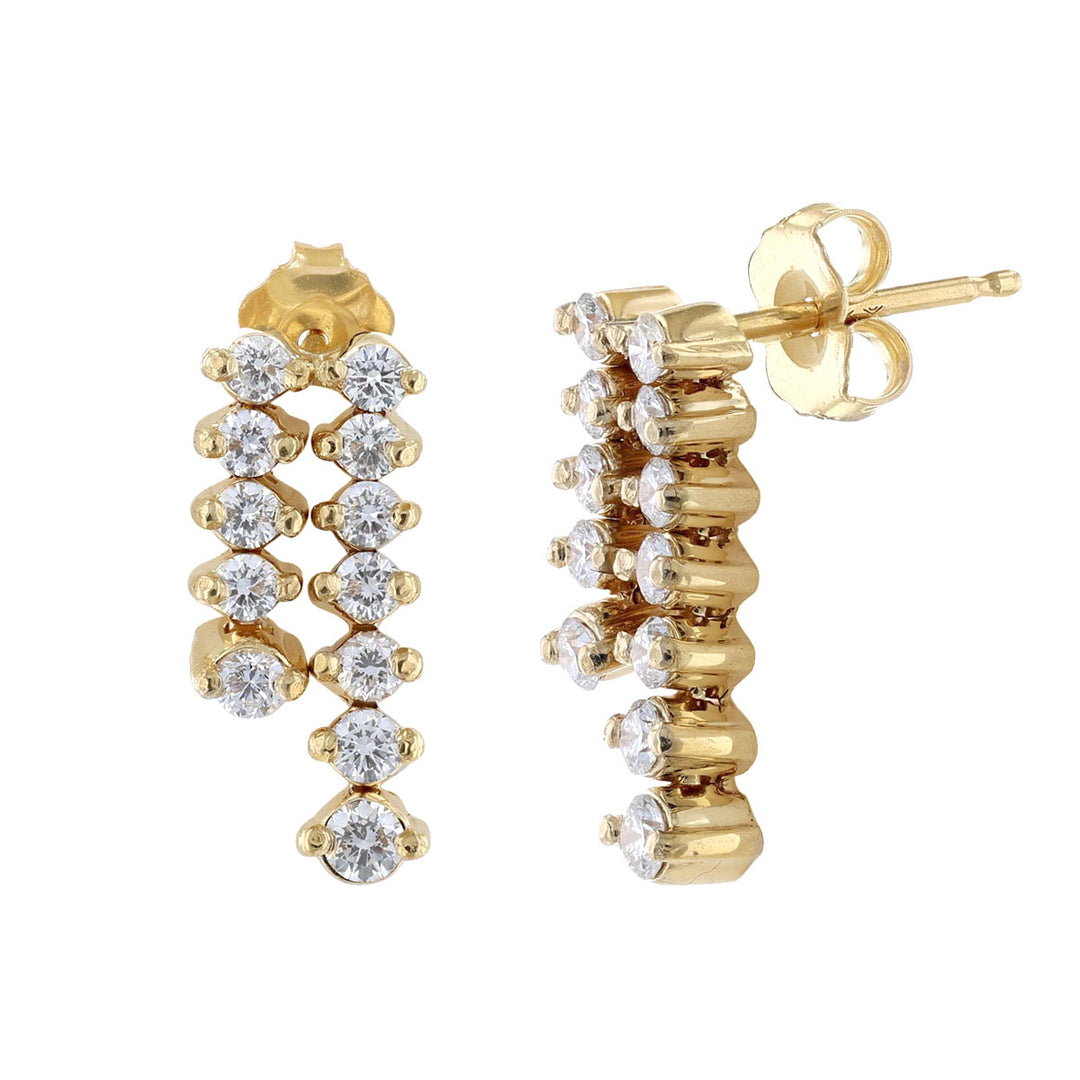 14k Yellow Gold Double Linear Diamond Drops