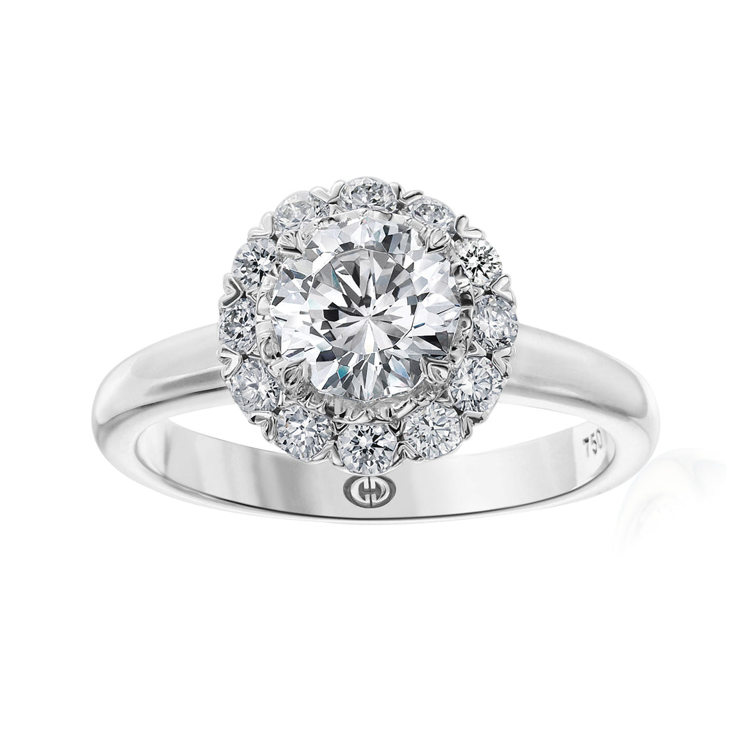 Round Cut Diamond Halo Engagement Ring