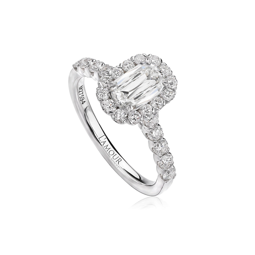 Oval Halo Diamond Band Engagement Ring