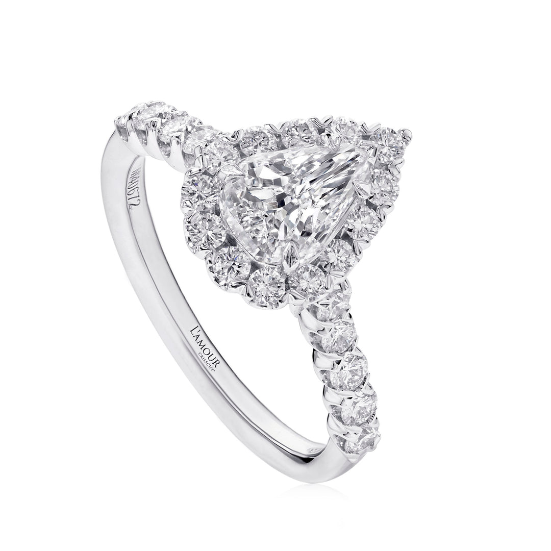 Pear Shaped Diamond Halo Engagement Ring
