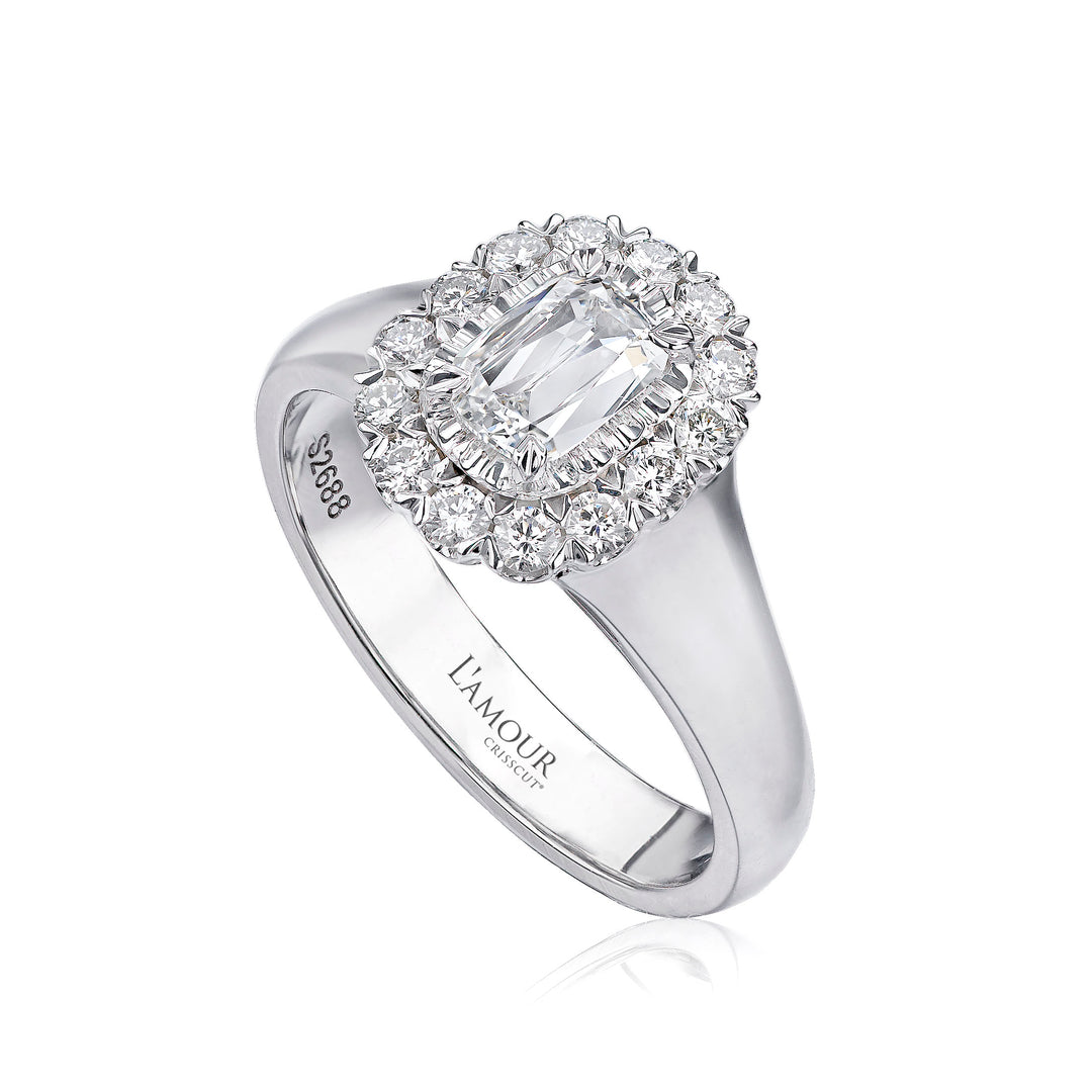 L'Amour Crisscut Oval Halo Engagement Ring