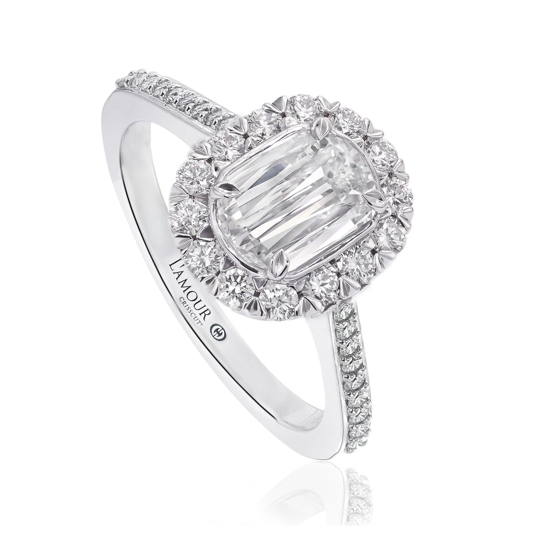 L’Amour Oval Halo Pave Diamond Ring