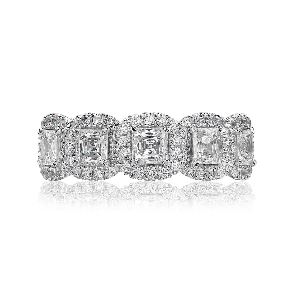 Ascher Cut Halo Diamond Band