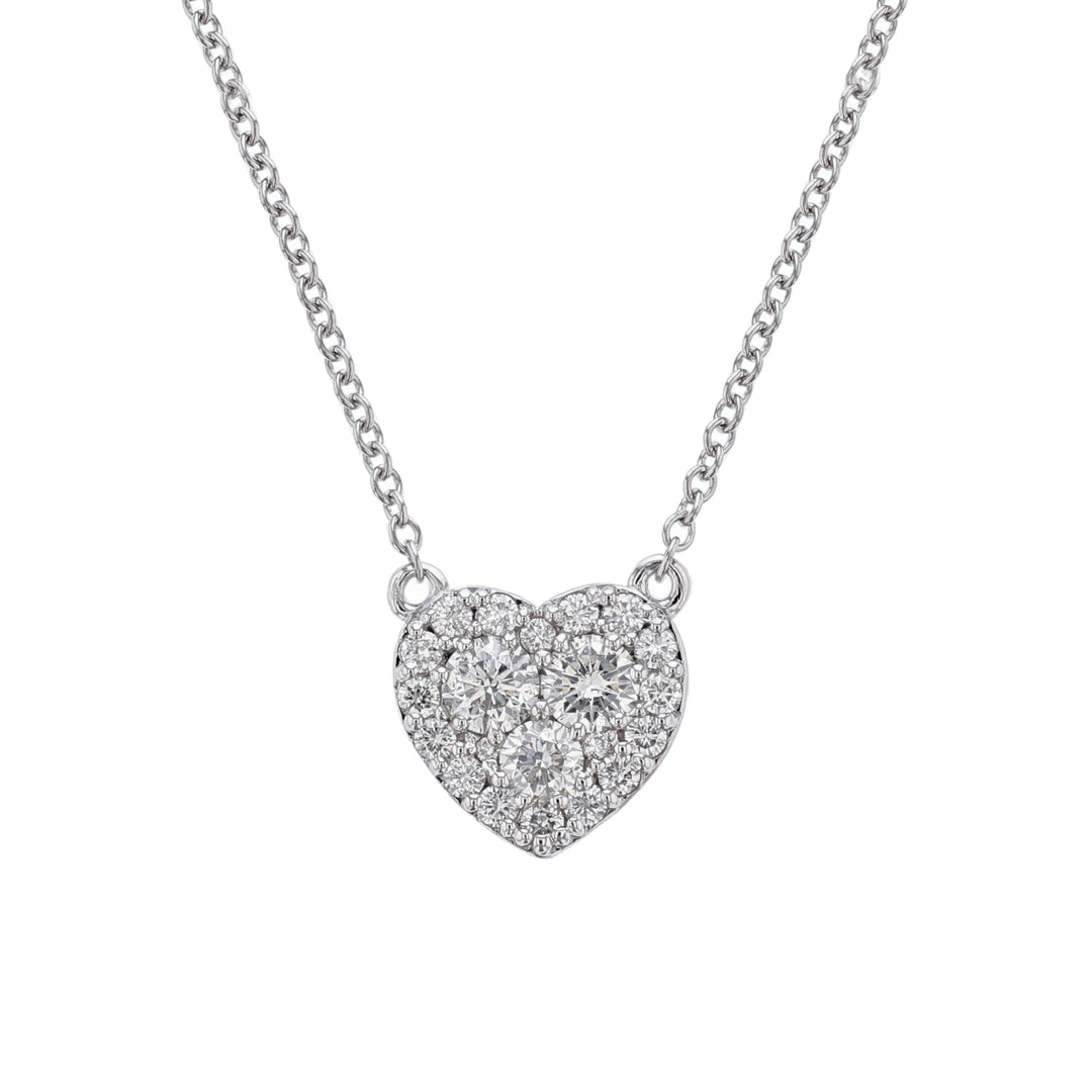 14K White Gold Heart Pendant Necklace