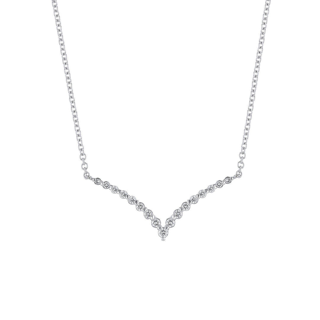 V Shaped Diamond Necklace, 0.54ct