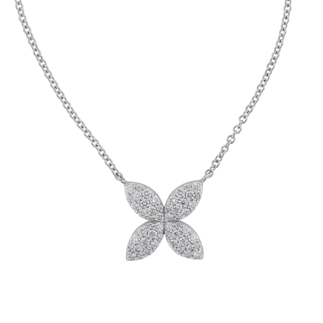 Marquise Shape Flower Diamond Necklace
