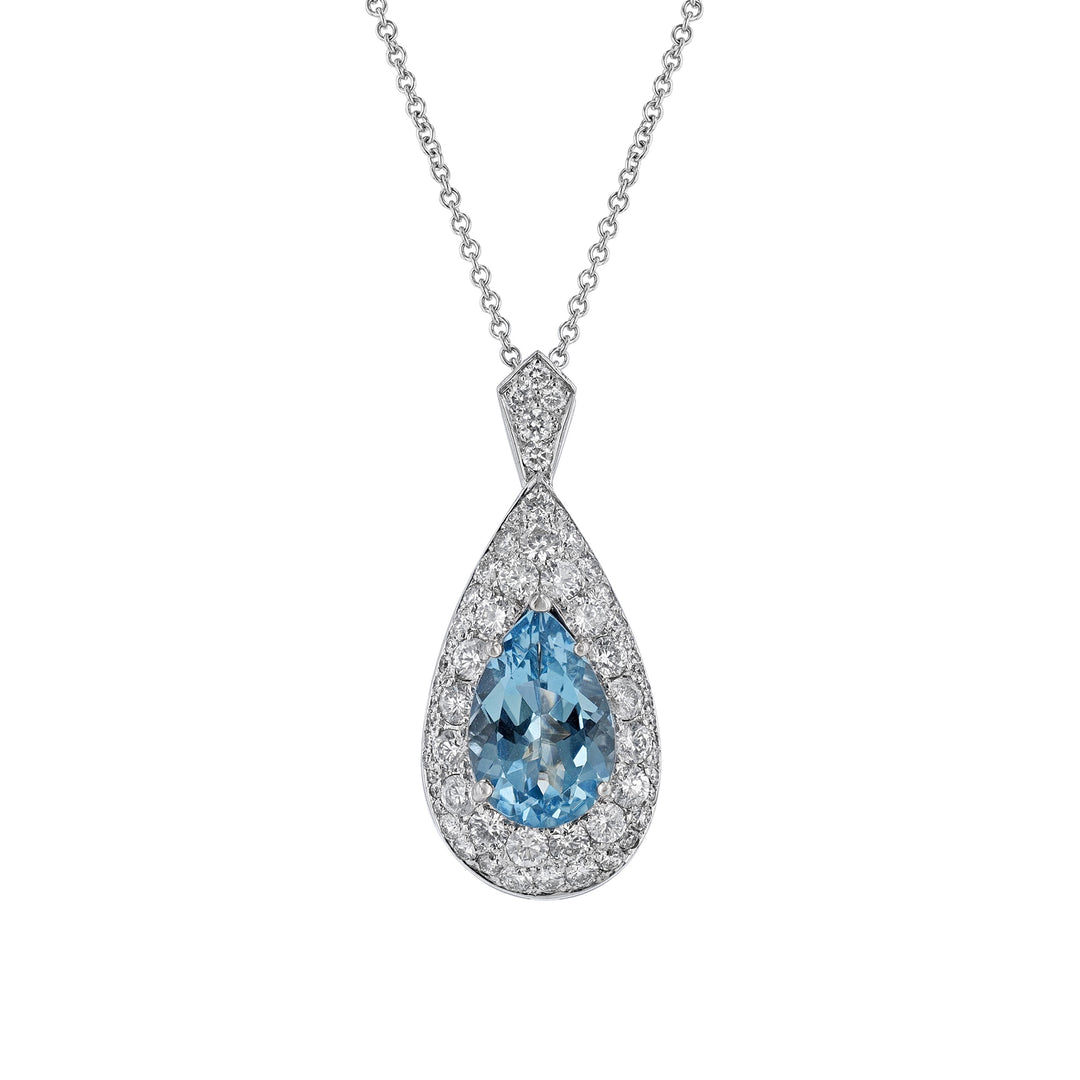 Pear Shape Aquamarine Diamond Necklace