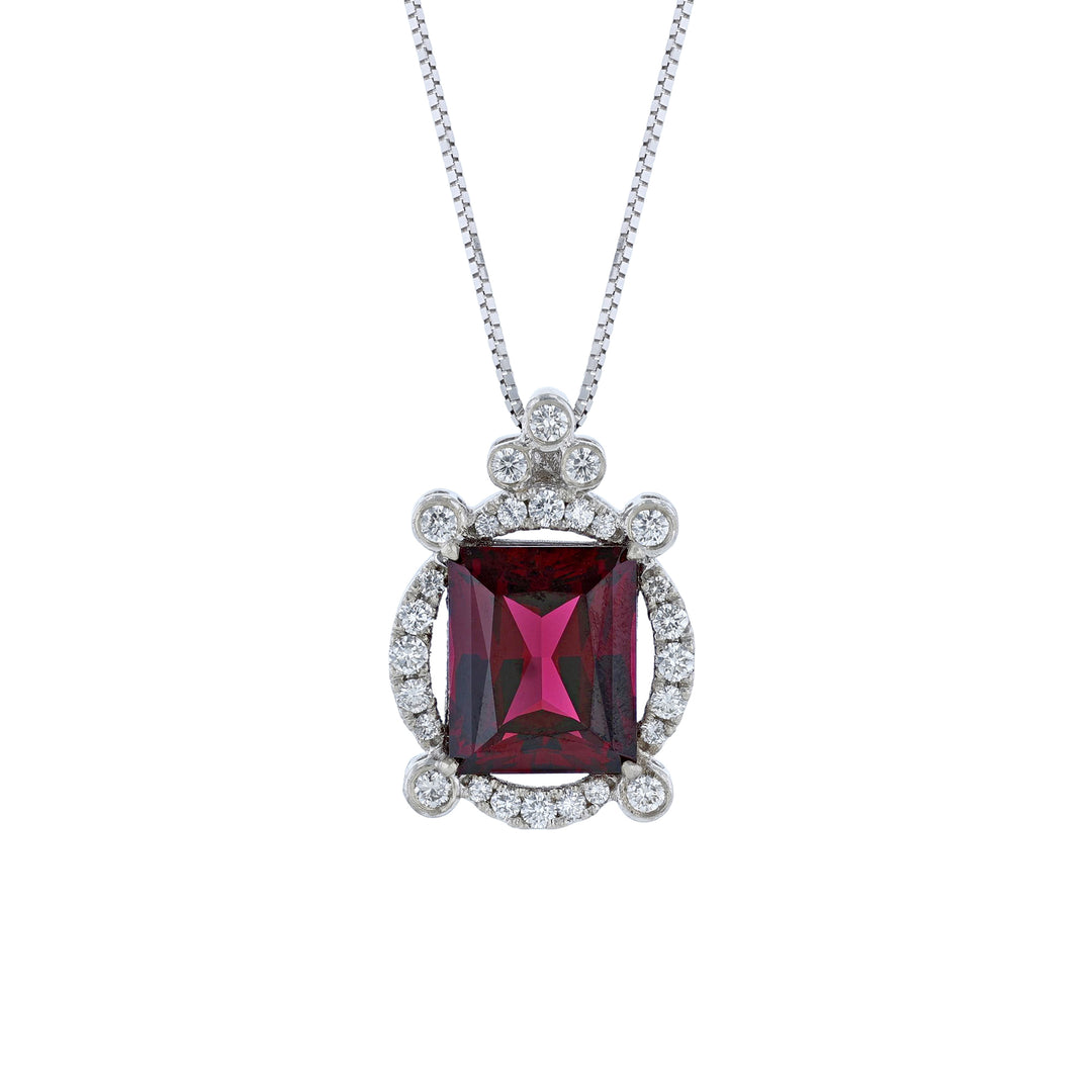 Garnet Diamond Pendant Necklace