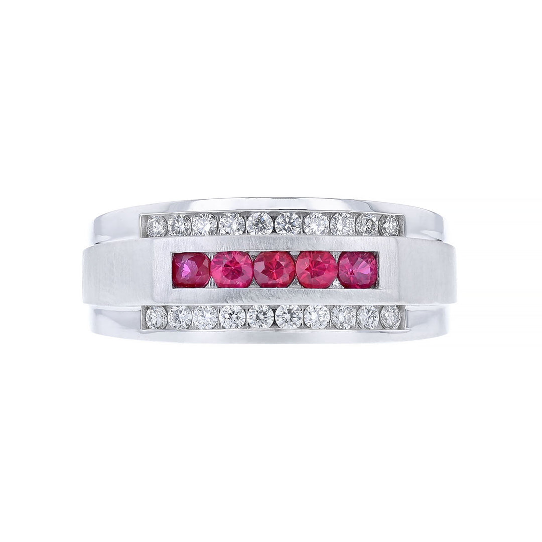 Men's Ruby Diamond Band