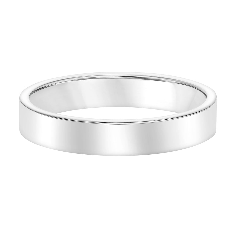 Classic yet refined band with flat profile and bright polish finish