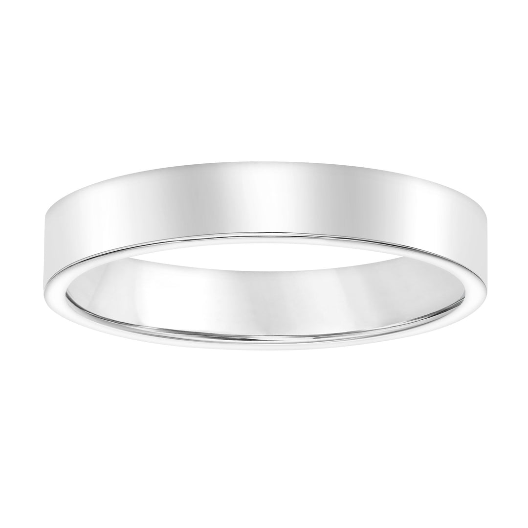 Classic yet refined band with flat profile and bright polish finish