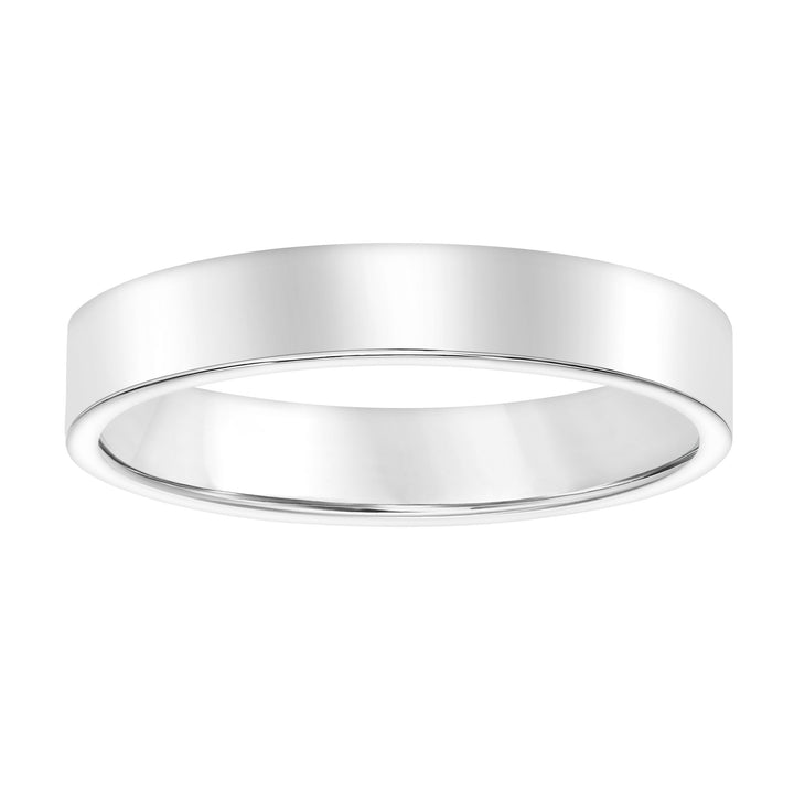 Classic yet refined band with flat profile and bright polish finish