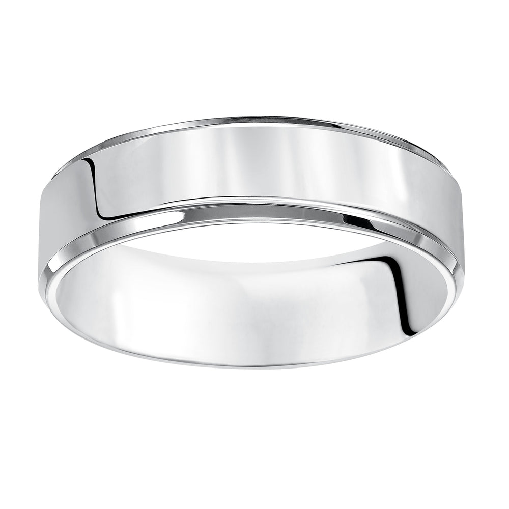 01-FBIR050-G.01 - Goldman - This Comfort Fit, wedding band is crisp and contemporary featuring a high polished beveled edge design