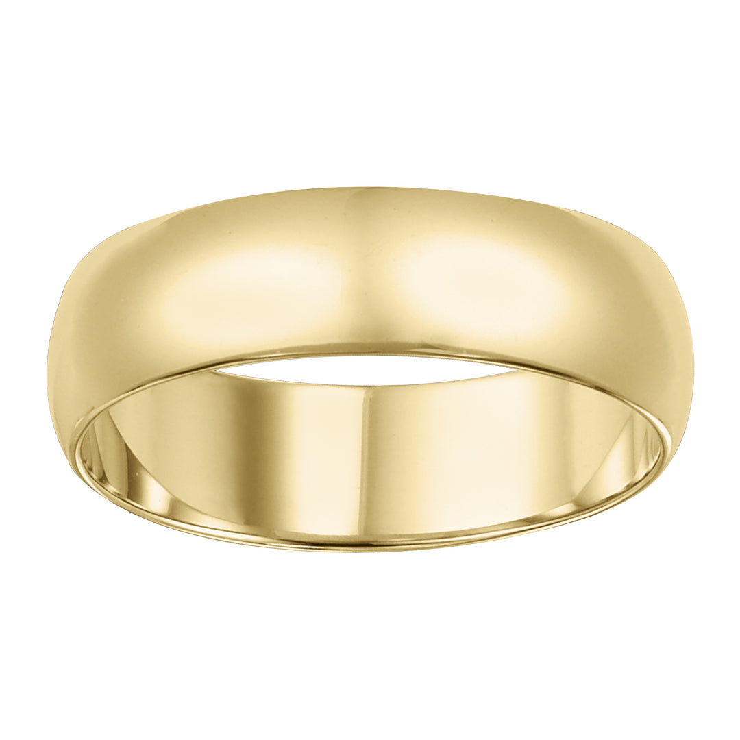 This low-dome styled, band features a high polished finish for a sleek look